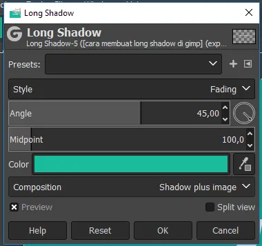 Style fading long shadow pada gimp